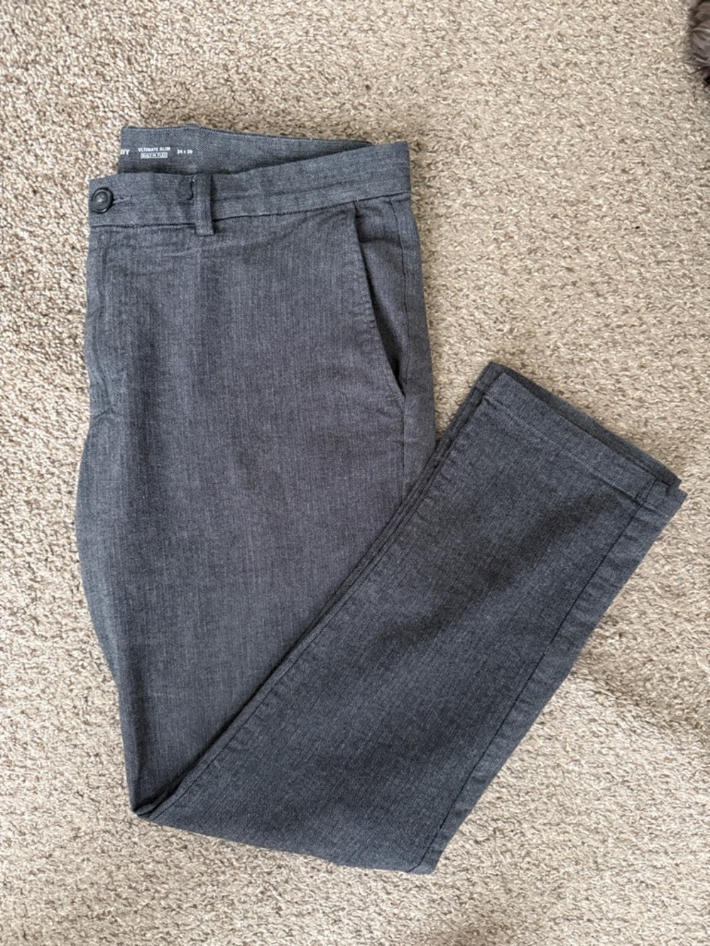 Old Navy Ultimate Slim Herringbone Pants - Charcoal Gray